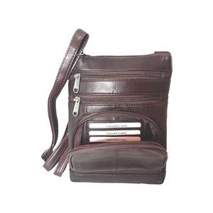 Genuine Lambskin Leather Women's Slim Cross Body Bag Brown #7078